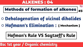 Hofmanns elimination  Hofmann rule  Dehalogenation of vicinal dihalides  Alkenes  BSc 1st year [upl. by Yursa]