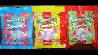 Swizzels Drumsticks Squashies Bubblegum Original Raspberry amp Milk Sour Cherry amp Apple Review [upl. by Teirrah]