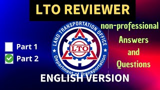 LTO Exam Reviewer 2024 English For NonProfessional Drivers License  Question amp Answer Key  Part 2 [upl. by Norrehc]