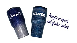 Acrylic in epoxy and glitter epoxy tumbler set [upl. by Sarad]