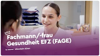 Die Ausbildung als Fachmannfrau Gesundheit EFZ  Altersheim Büren  Lehrstellenvideo  Yousty [upl. by Ashia741]