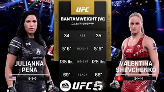 Julianna PEÑA vs Valentina SHEVCHENKO Title fight UFC UFC 5 Gameplay ufc5 ufc [upl. by Annauj]