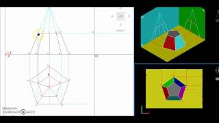 II  Tav 17  Proiezione Ortogonale di un tronco di piramide a base pentagonale [upl. by Neeka23]