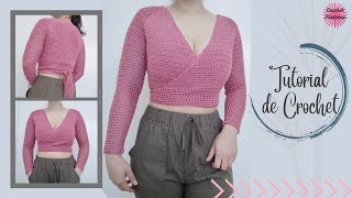 ✨Blusa Manga Larga 🔥Tutorial fácil a crochet 🧶 [upl. by Zealand]