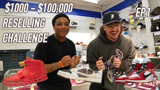 TURNING 1000 into 100000 sneaker resell challenge [upl. by Hazlip]