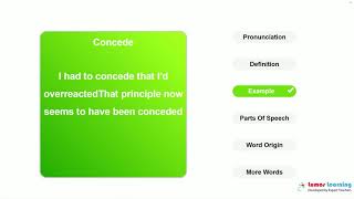 CONCEDE  Definition pronunciation grammar meaning  Practice grade 4 vocabulary [upl. by Edrick]