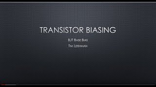 Transistor biasing Base Bias [upl. by Isle]