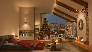 Christmas Jazz Refuge – 4K Cozy Bedroom with Fireplace Glow Holiday Lights and Soothing Tunes 🎄🔥 [upl. by Eylhsa]