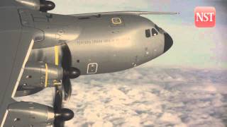 First Airbus A400M for Malaysia makes its maiden flight Video courtesy of Airbus [upl. by Nilekcaj]