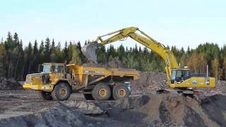 Komatsu PC450LC7 Loading Volvo A40 and Volvo Trucks [upl. by Barty]