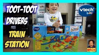 funny unboxing Vtech toot toot drivers train station toys review [upl. by Yeliab352]