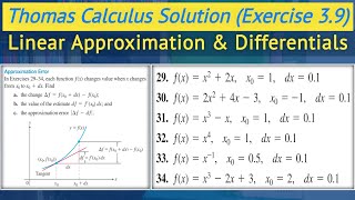 Thomas calculus exercise 39 Q29 to Q34  Differentials dy calculus urdu hindi  Lec 84 [upl. by Atsocal]