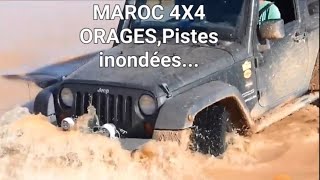 MAROC 4X4 Gros orages pistes inondées traversée doued en crus LA GALÈRE  Maroc morocco [upl. by Oicirbaf361]