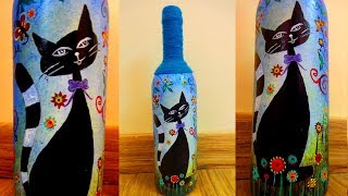 GLASS BOTTLE PAINTING  GLASS BOTTLE CRAFT [upl. by Feliza]