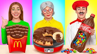 Me vs Grandma Cooking Challenge  Chocolate Food Challenge by Multi DO [upl. by Aletta145]