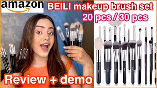 BEILI makeup brush set review  demo🩷 20 pcs 30 pcs  Best affordable makeup brushes  kp styles [upl. by Tallou]