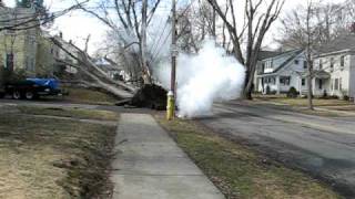 Tree down power line down fire then explosion [upl. by Damalus936]