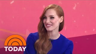 Jessica Chastain Explains Viral Video Of Oscar Isaac Kissing Her Elbow [upl. by Laehpar]