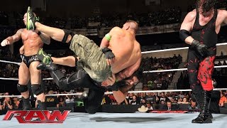 John Cena amp Roman Reigns vs Randy Orton Seth Rollins amp Kane  3on2 Handicap Match Raw July 14 [upl. by Dallon]