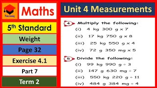 5th Std ths Unit 4 Measurements Part 7 Page32 Exercise 41 4 amp 5 Term 2 [upl. by Neleag]