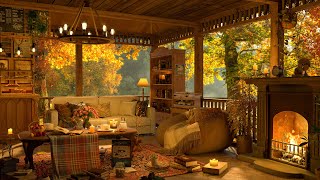 4K Cozy Cabin Coffee Shop Ambience  Smooth Piano Jazz Music for Relaxing Studying and Working [upl. by Goldi]