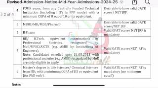 IISc Bangalore phd admission  Mid year admission notice  Apply online [upl. by Nafri]