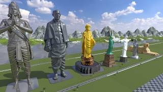 Tallest Statue Size Comparison  3d Animation Comparison  Real Scale Comparison [upl. by Dannel350]