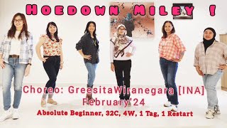 Hoedown MileyLine Dance Choreo  greesitawiranegara3246  Absolute Beginner  February 2024 [upl. by Namia712]