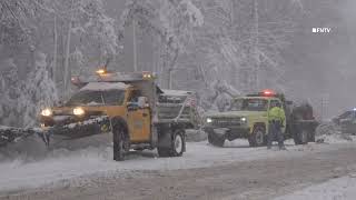 Trees Blocking Roads as Heavy Snow Falls in Moscow Pennsylvania [upl. by Platon]