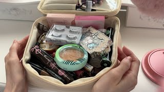 ASMR what’s in my makeup bag✨  soft spoken  rummaging sounds  lid sounds [upl. by Lledrev]