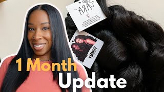 1 MONTH UPDATE Yummy Extensions Rare Blend Review Part 1  Antonette Shay hair [upl. by Elohcin261]