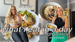 FULL DAY OF EATING HIGH PROTEIN MEALS  with macros £5 a day [upl. by Cha497]