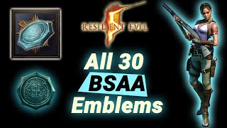 Resident Evil 5  All 30 BSAA Emblems Locations HD Guide [upl. by Zaob]