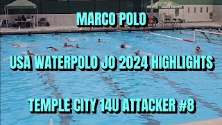 Marco Polo TC 14U Boy 8 USA Water Polo Junior Olympics 2024 Highlights [upl. by Fitzgerald149]