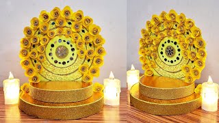 Diy Pooja Mandap Decoration  Saraswati Puja Special  How To Make Pooja Mandap With Cardboard 🎊✨️ [upl. by Sherwynd231]