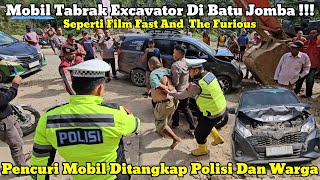 Detikdetik Pencuri Mobil Ditangkap Polisi Hingga Menabrak Excavator Di Batu Jomba [upl. by Anitsud794]