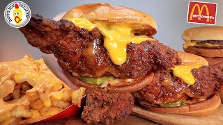 ASMR MUKBANG DAVES HOT CHICKEN SPICY CHICKEN TENDERS MCDONALDS BURGER amp FRIES CHEESE FRIES [upl. by Ttik165]