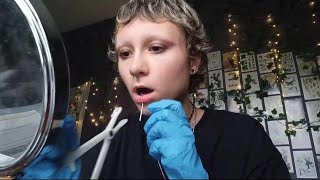 piercing my lip at home labret [upl. by Htelimay343]