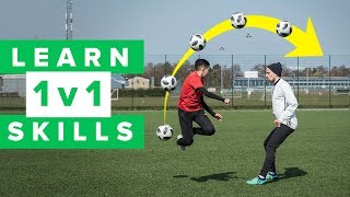 LEARN 5 COOL 1 v 1 FOOTBALL SKILLS [upl. by Nairadas]