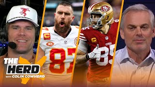 Super Bowl LVIII preview Kelce vs Kittle Who has the edge  NFL  THE HERD [upl. by Ahcsim]