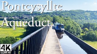 Across the Pontcysyllte aqueduct Llangollen Canal  Welsh 4k walk [upl. by Salomon]