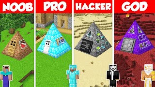 TRIANGLE PYRAMID BASE BUILD CHALLENGE  Minecraft Battle NOOB vs PRO vs HACKER vs GOD  Animation [upl. by Allebara798]