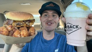 Wayback Burger Ghost Pepper Burger Spicy Cheese Curds and Strawberry Shortcake Shake Review [upl. by Martelle]