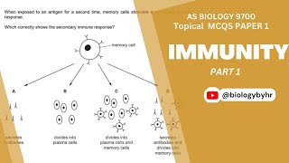 Immunity  Topical MCQs Paper 1  Part 1  AS BIOLOGY 9700  biologybyhr [upl. by Aicerg]