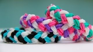 Rainbow Loom Double Braid Bracelet  Armband  Loom bands [upl. by Atnovart]