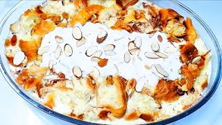 Umm Ali Recipe Egyptian Dessert With Croissants  ام علي Arabian Bread Pudding  Oven Aroma [upl. by Glennis609]