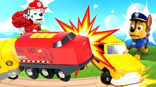 Spielzeug Video für Kinder mit der Paw Patrol  Kinder Cartoons Unfall auf dem Bahngleis [upl. by Clotilde236]