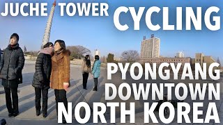 NORTH KOREA  CYCLING THROUGH THE MOST ICONIC TOWER IN PYONGYANG CITY [upl. by Wes]