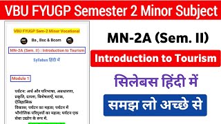 VBU FYUGP Semester 2 202327 Minor Vocational Introduction to Tourism Syllabus हिन्दी में [upl. by Apicella920]