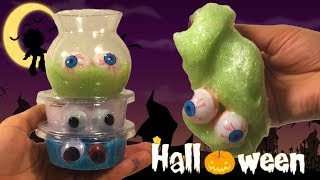 DIY Halloween slijm 3x OOGBALslijm lijmtest lijm van Hema Zeeman en LTC [upl. by Chevy]